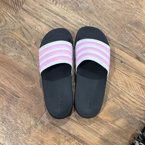 Adidas Kids Black and Light Pink Slide Sandals